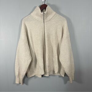 Everlane Half Zip Merino Wool Pullover Sweater Size XL Heathered Oat $168 Retail